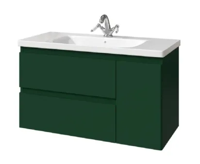 Тумба под раковину Caprigo Forte 36115R eml-063.000.00.20, 100 см подвесная, дверь справа, бутылочное стекло