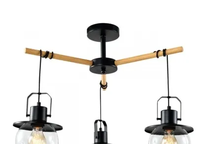 Потолочная люстра IMEX Freedom MD.23044-3-S-BK+WOOD