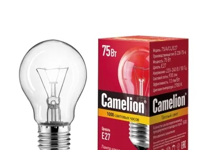 Лампа накаливания Camelion E27 75W 75/A/CL/E27 7278