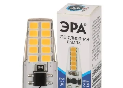 Лампа светодиодная ЭРА G4 2,5W 4000K прозрачная LED-JC-2,5W-220V-SLC-840-G4 Б0049092