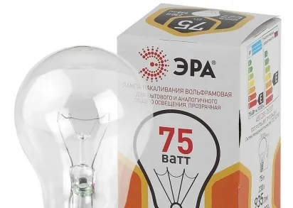 Лампа накаливания ЭРА E27 75W 2700K прозрачная A50 75-230-Е27-CL Б0039123