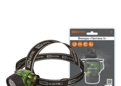 Налобный светодиодный фонарь TDM Electric Тактика 5 от батареек 93х42 94 лм SQ0350-0096