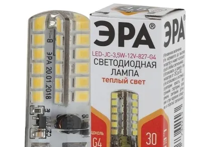 Лампа светодиодная ЭРА G4 3,5W 2700K прозрачная LED JC-3,5W-12V-827-G4 Б0033195